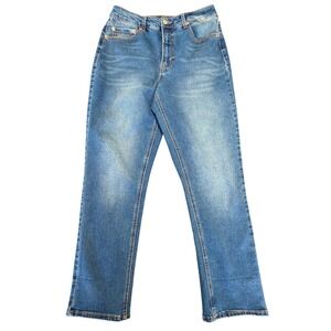 Frye Mid Rise Straight Leg Jeans Women's 6/28 Medium Wash Stretch Classic Denim